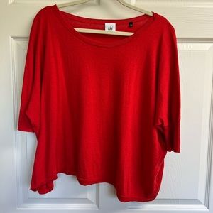 Cabi Cartwheel red scoop neck dolman sleeve sweater. Oversized fit. Size M.
